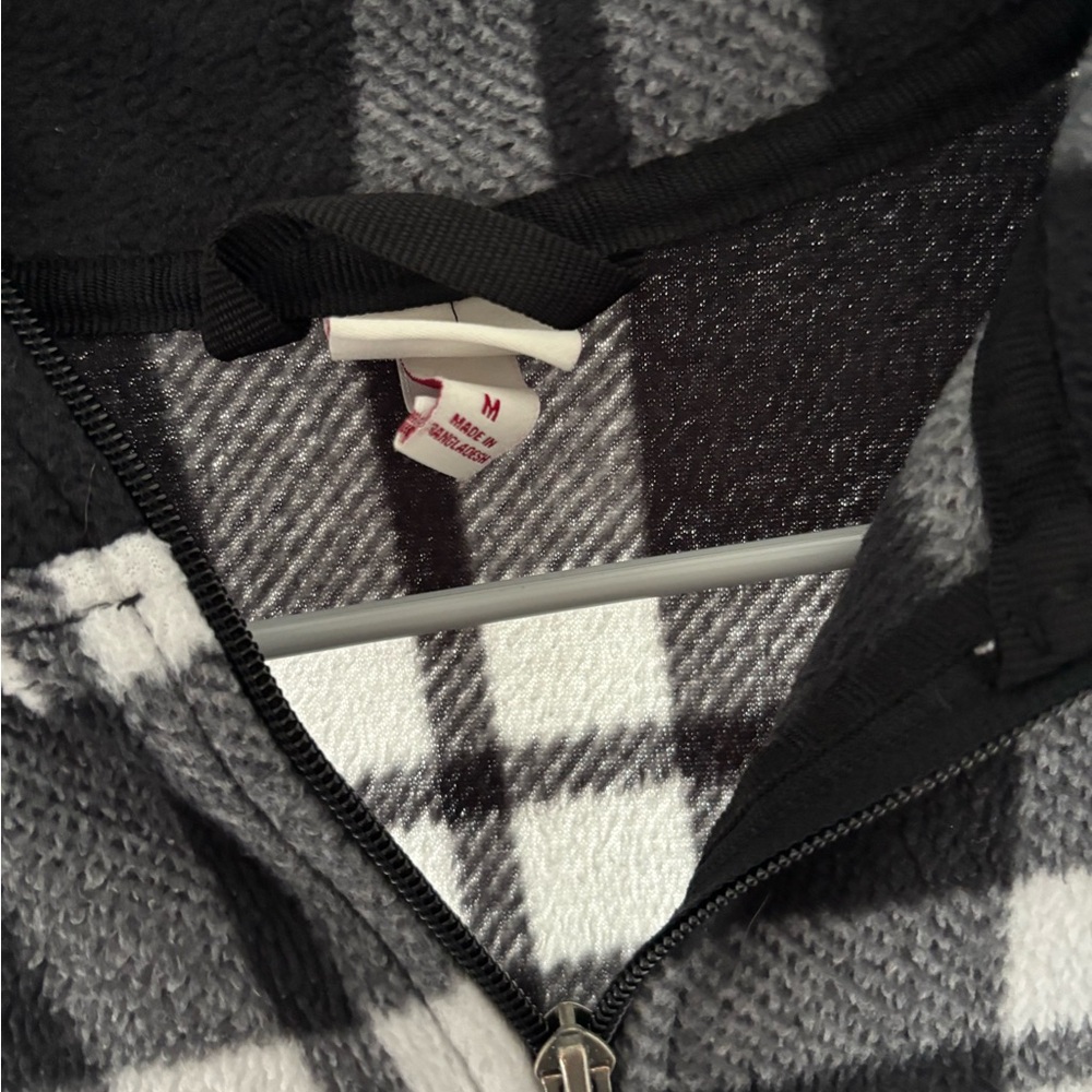 Black and White Plaid Zip-Up Jacket